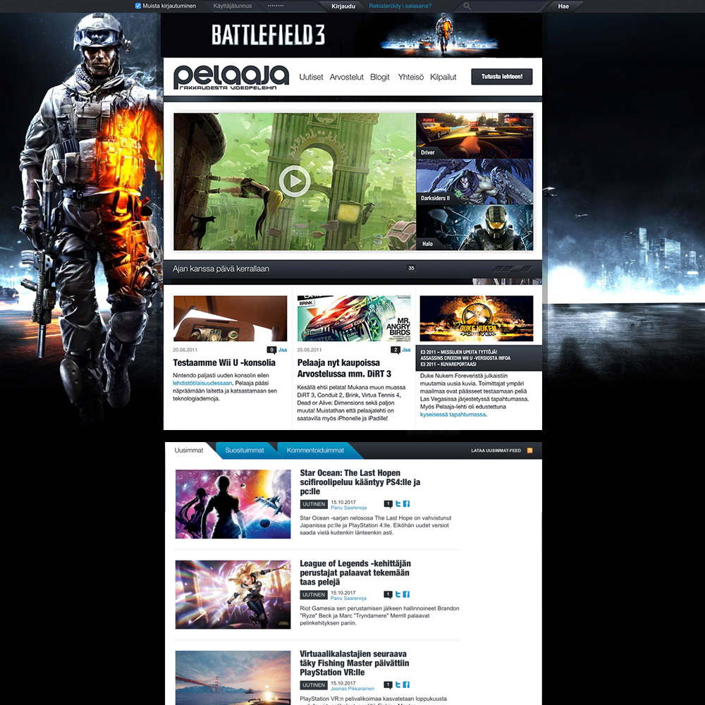 Pelaaja.fi-sivuston uudistus Battlefield 3 -kampanjataustalla